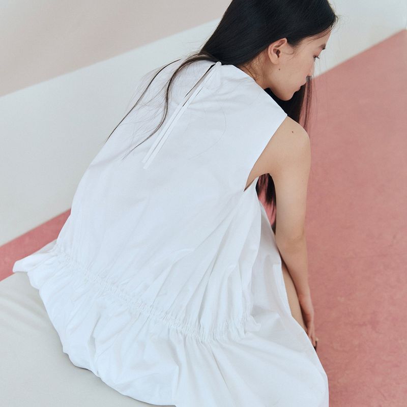 A Line Flaired Mini Dress_White