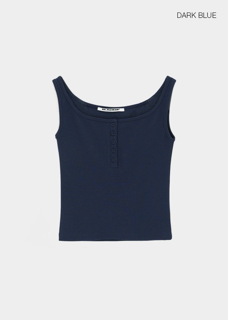 [B-BASIC] Tension Standard Square Henley Neck Sleeveless Top (2 SIZE)