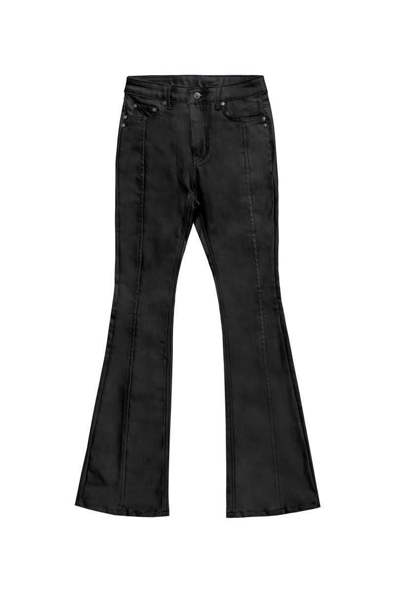 COATED BLACK BOOTS CUT DENIM