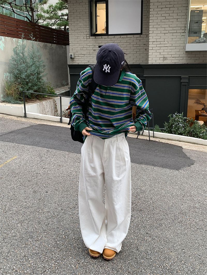 SLAB PINTUCK WIDE JEANS (3C)