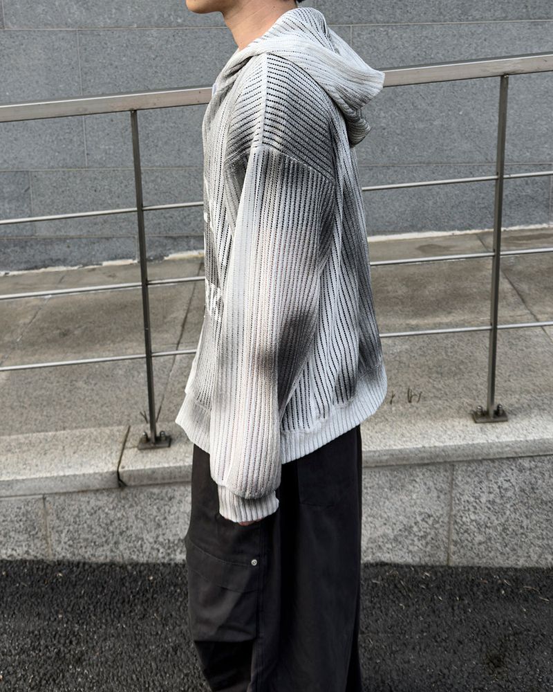 Rukle Mesh Dirty Hooded Zip-Up