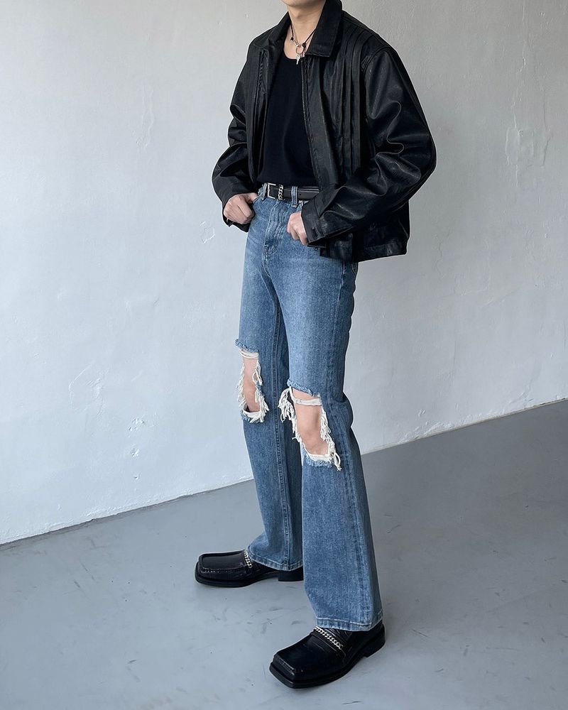 ENOC Square Winkle Leather Jacket (2 colors)