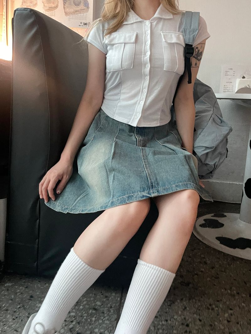 Colouring pocket collar t-shirt