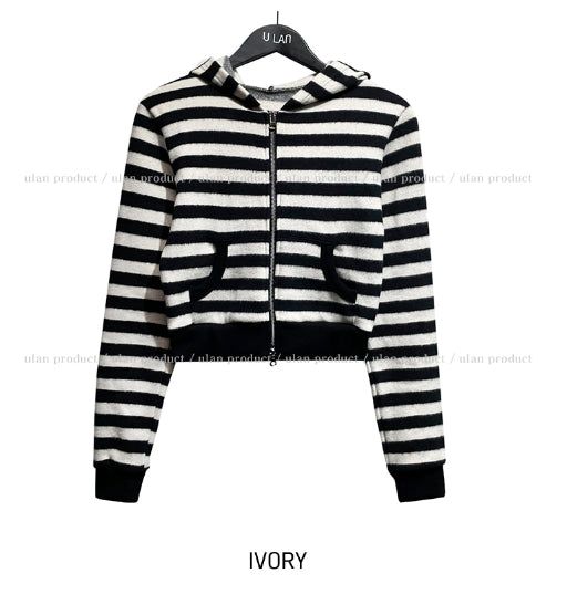 Pierre Stripe Set-up Two-Way Hood Zip-Up