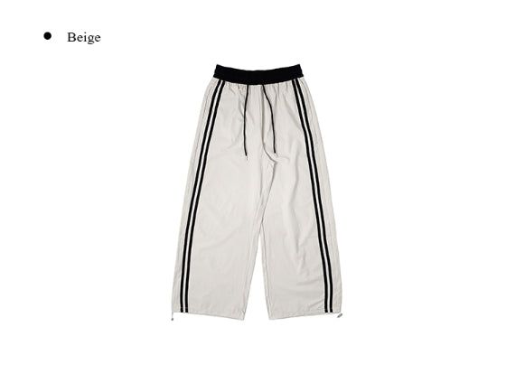 Deumyo Color Matching Track Nylon Banding Wide Pants
