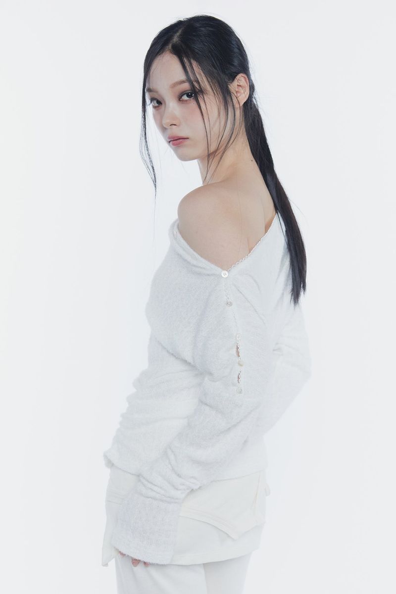 JENNIE BUTTONED TOP ivory
