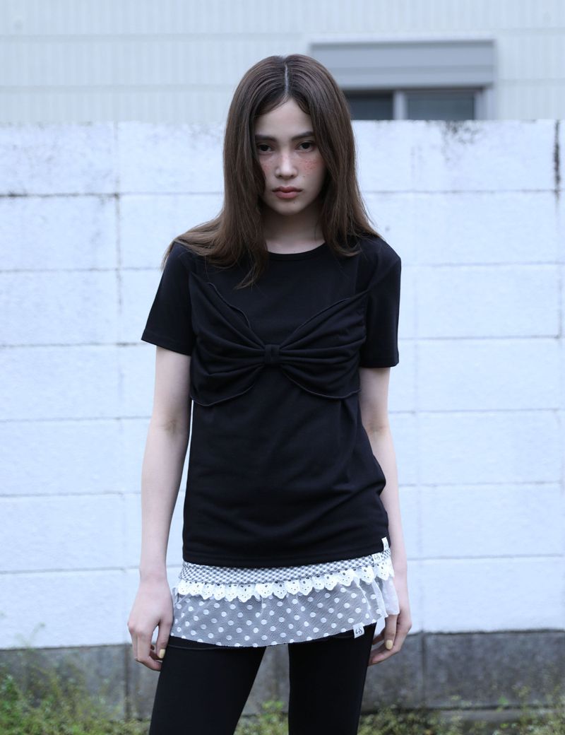 RIBBON T-SHIRT(BLACK)