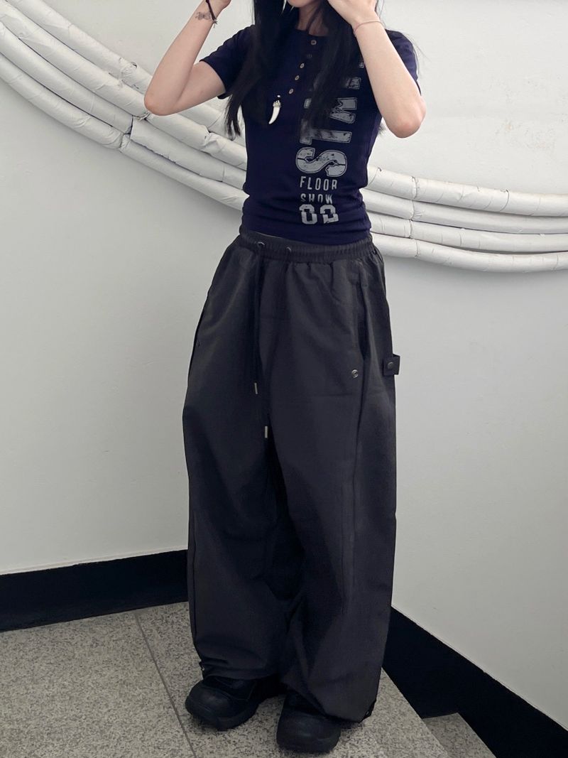 Irmi Nylon Bizo Snap Wide Pants