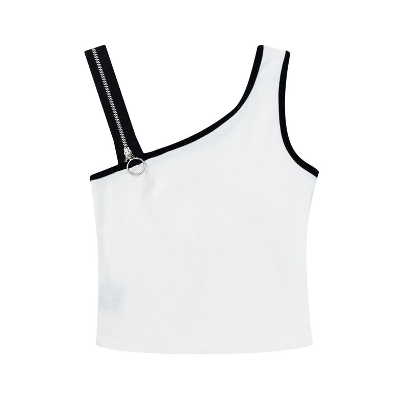 Cross Graphic One-Shoulder Tank Top 232014809