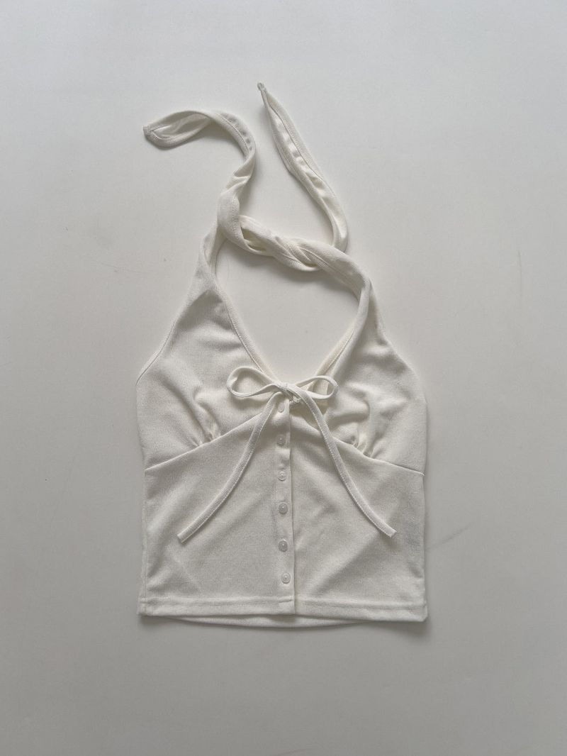Bio Shirred Halter Neck Knit Vest