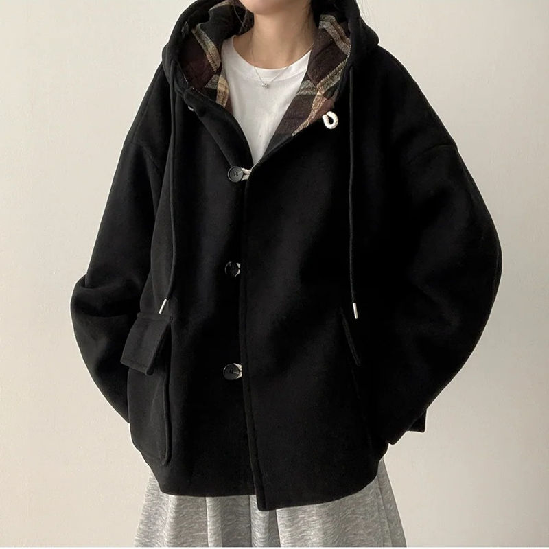 Heel double wool royal boxy pocket hooded coat 