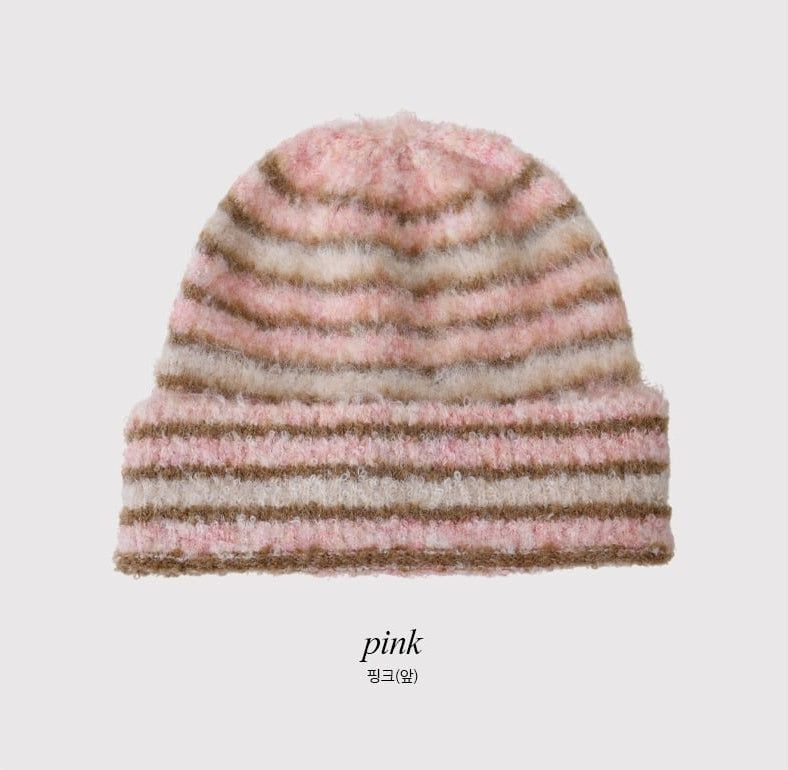 Hairy Multi Border Knit Beanie (2color)