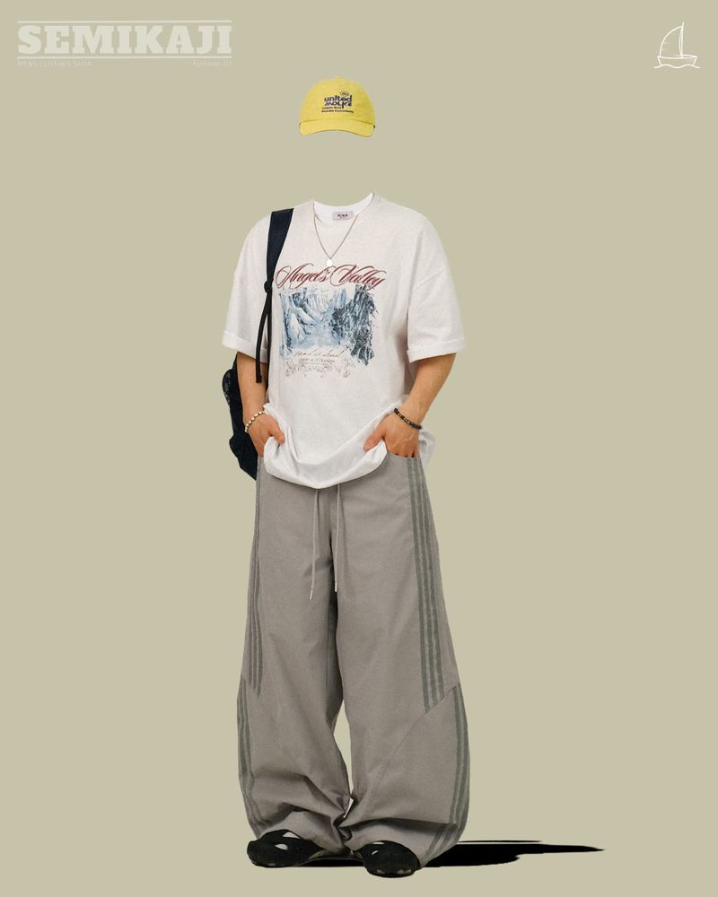 RU Track Nylon Curved Banding Pants