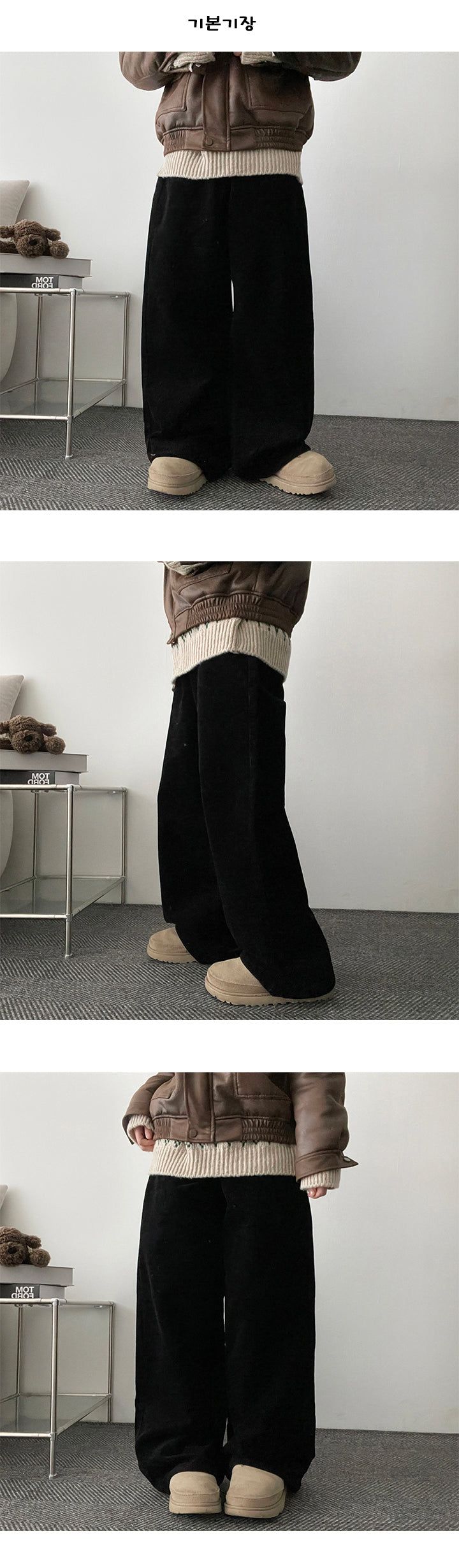 Pled corduroy wide pants[3 Tier Length]