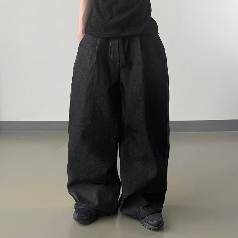 Bin Lettering Raw Wide Denim