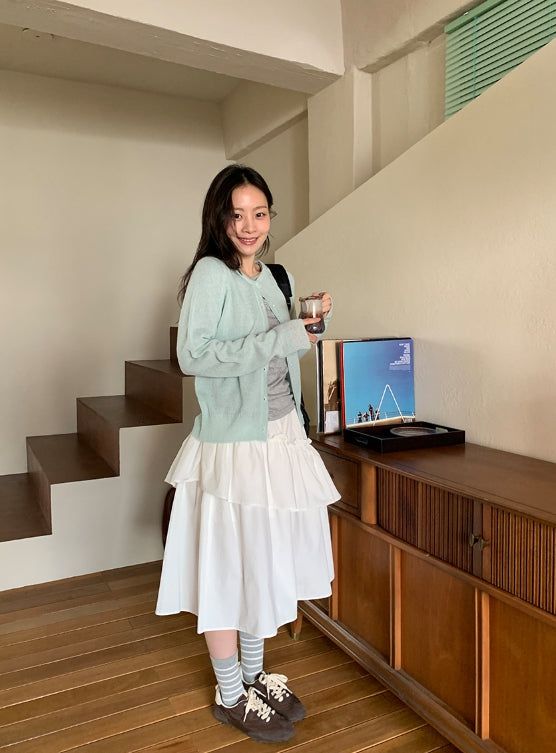 Wonne Color Round Knit Cardigan