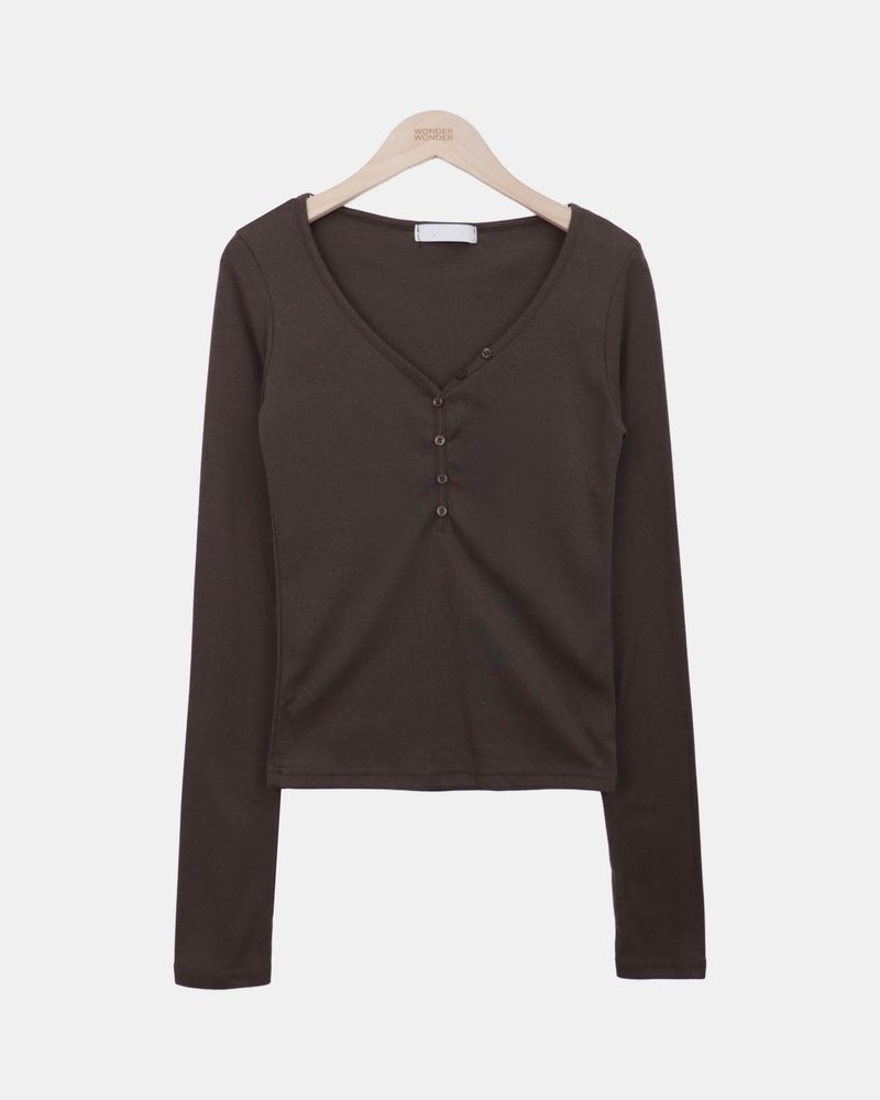 Mse V-Neck Button Long-Sleeve T-Shirt