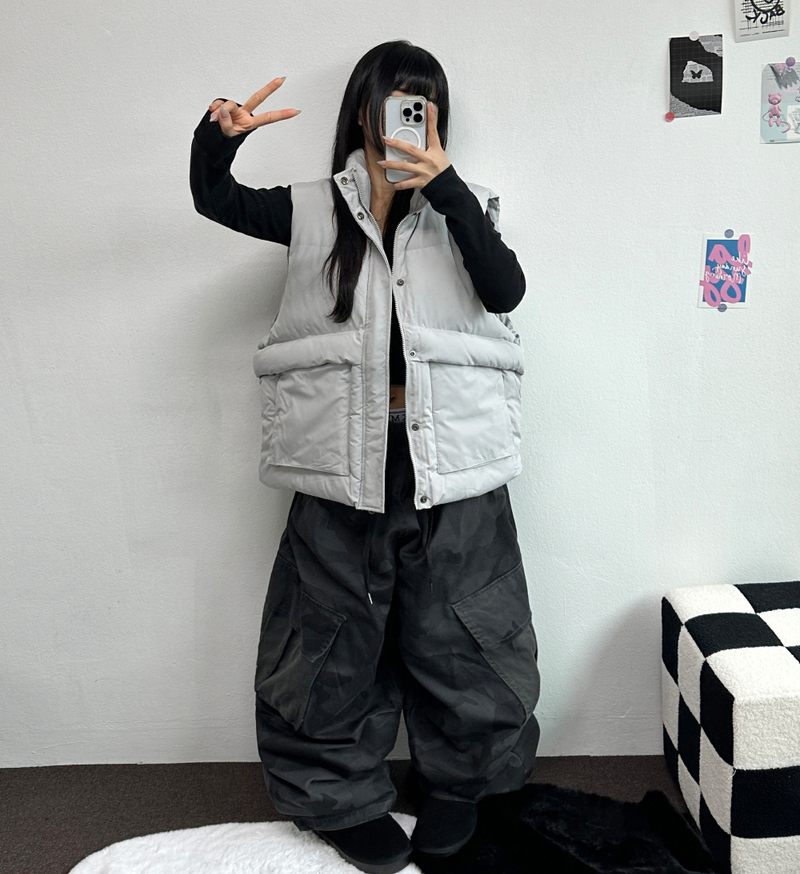 OVER WIDE VEST PADDING🩶🤍🖤☁ - 4 COLORS