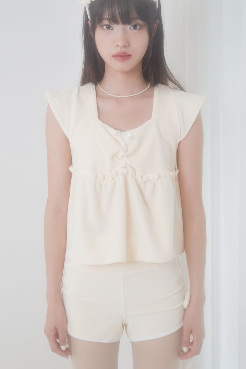 VELVET PAJAMA TOP (IVORY)