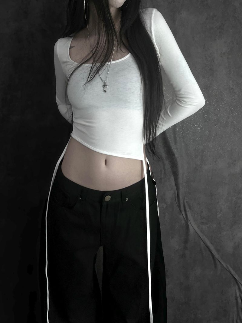 coin multi-strap crop T (2color)