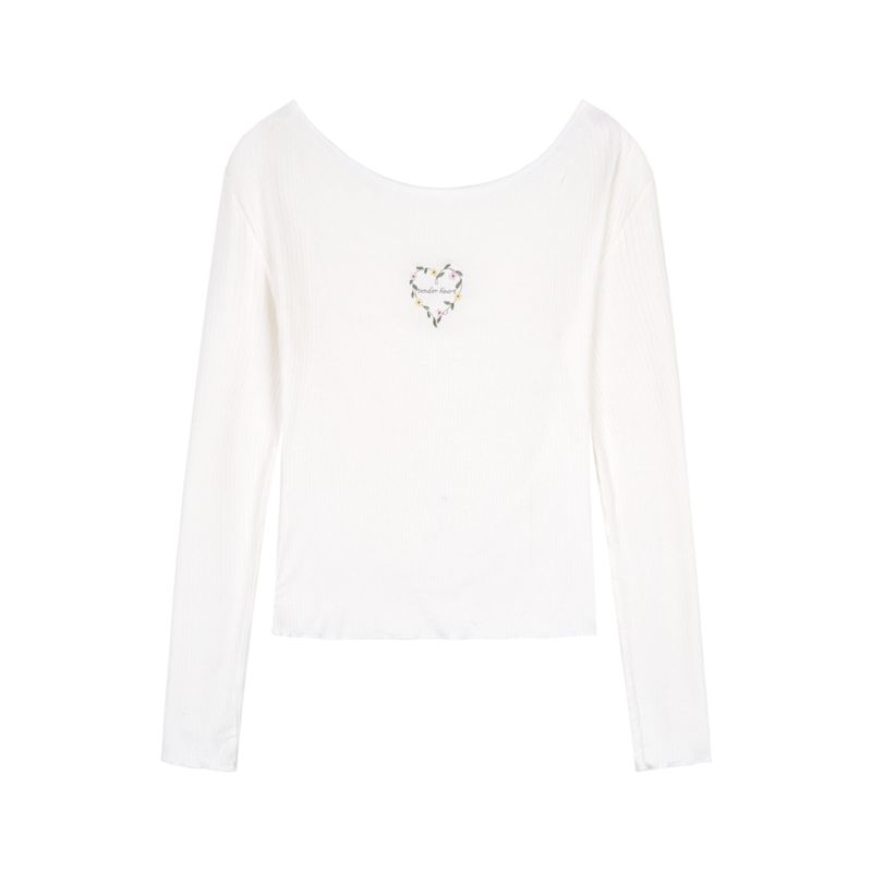Heart Flower Off-Shoulder Tee