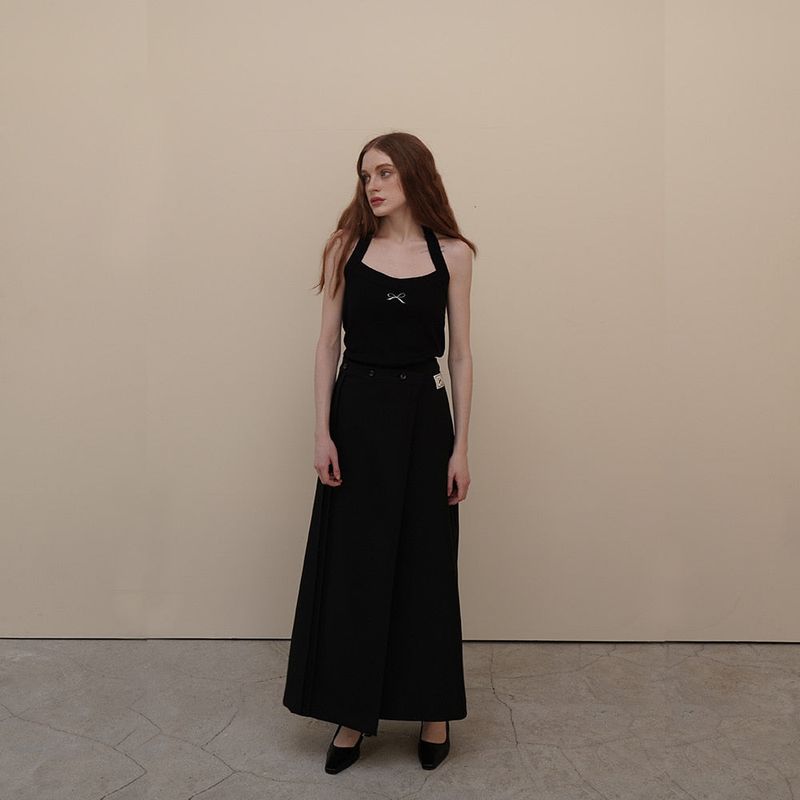 Black Long Wrap Skirts