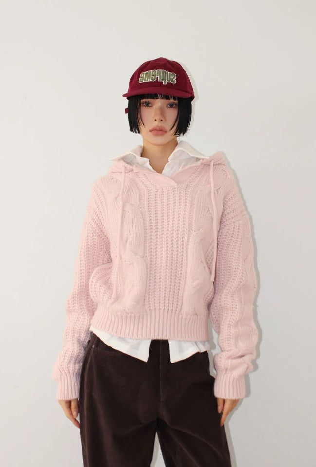 AAKE（アケ）の「ALPACA CABLE HOOD KNIT（Tops）」