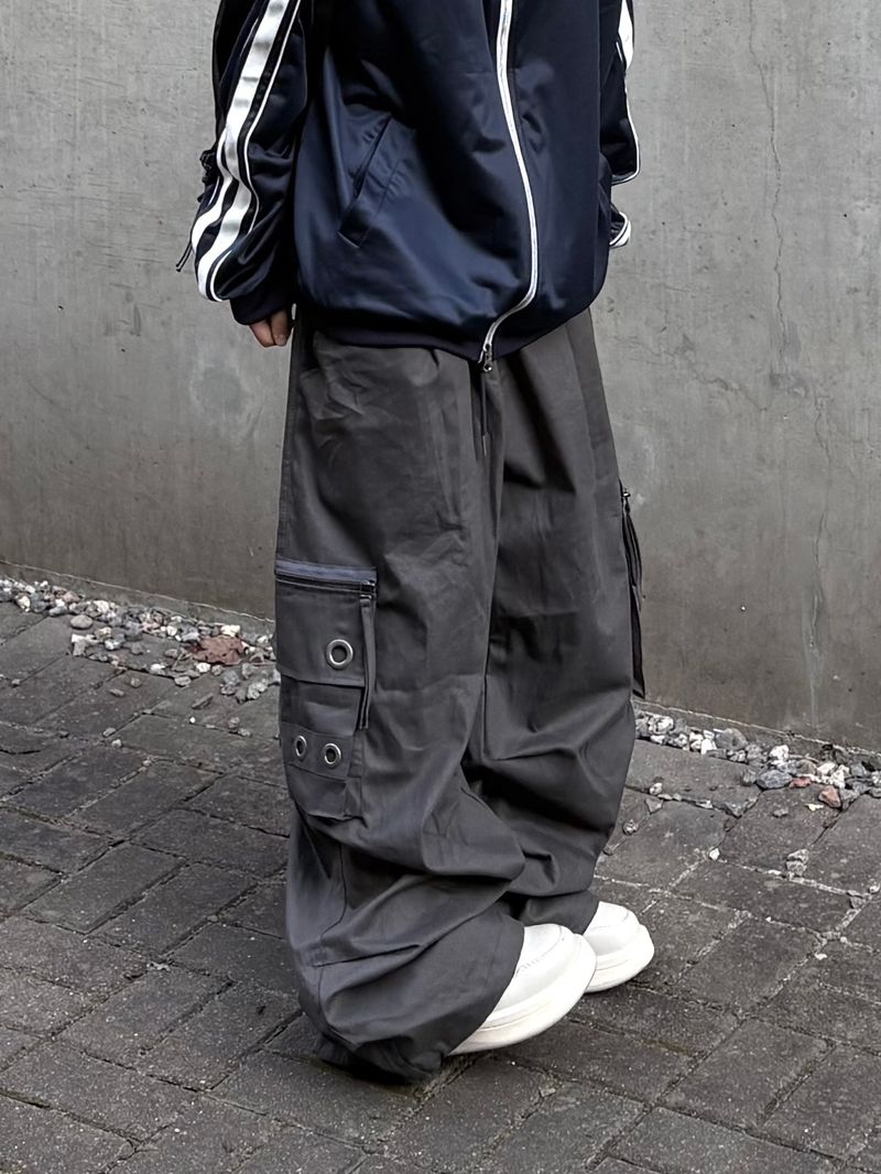 ヘキサ アイレット ジッパー カーゴパンツ