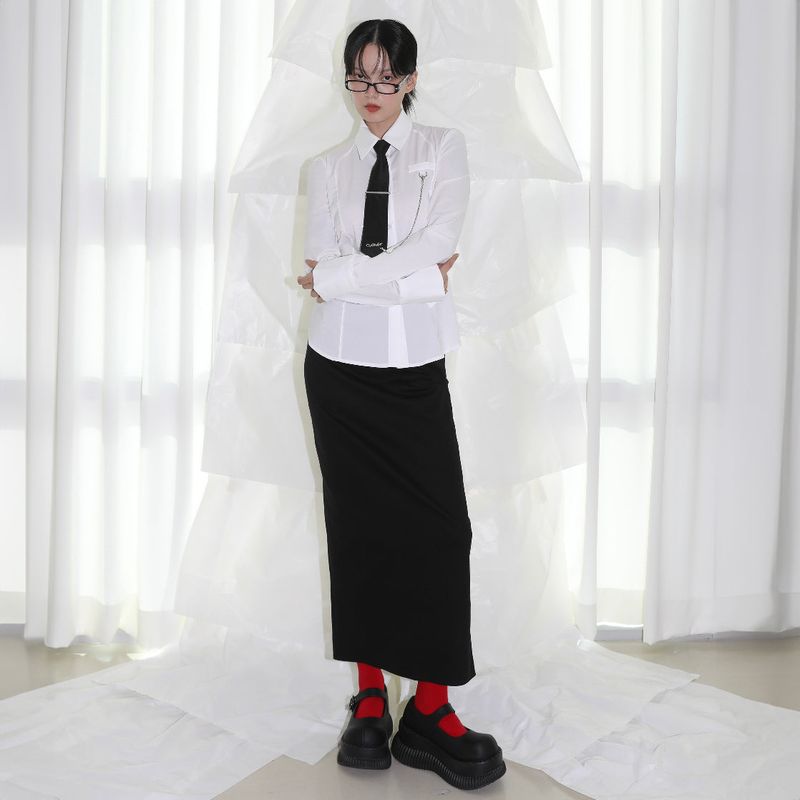 Necktie Chain Shirt - WHITE