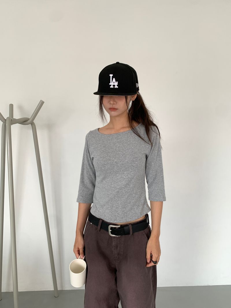 BOAT NECK MID SLEEVE TEE (4C)