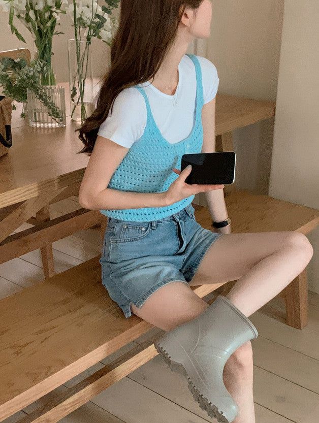 Cotton Knit Sleeveless Bustier (3color)
