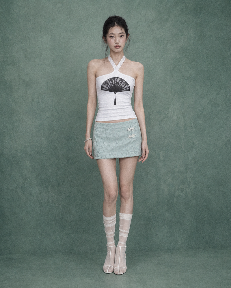 Knotted Satin Mini Skirt #Ook(玉)
