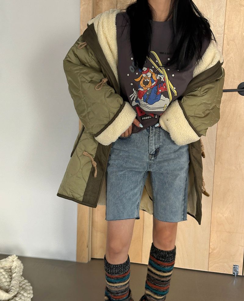 a quilted padded jacket with wool
