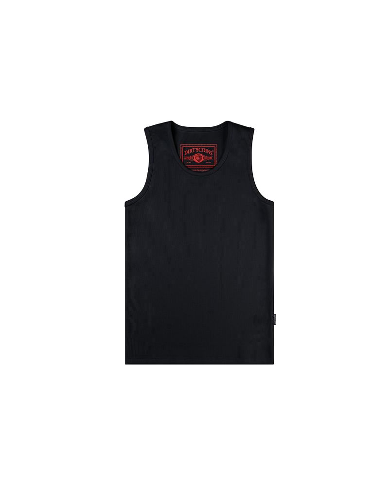 DirtyCoins（ダーティーコインズ）の「DirtyCoins Printed Label Tank Top Black（Tops）」