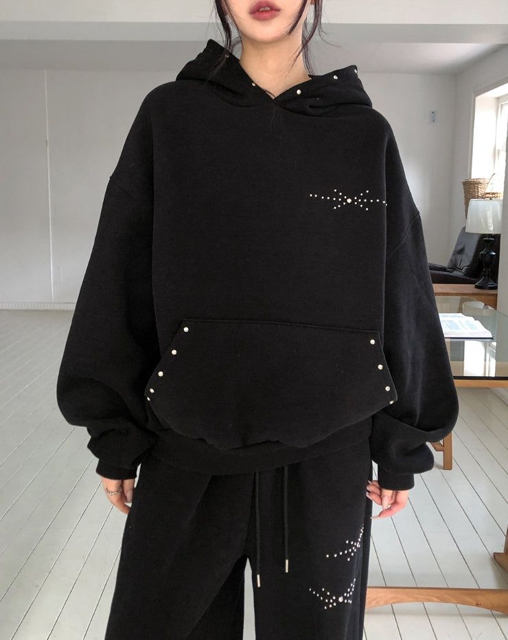 Glint Brushed Studded Hoodie