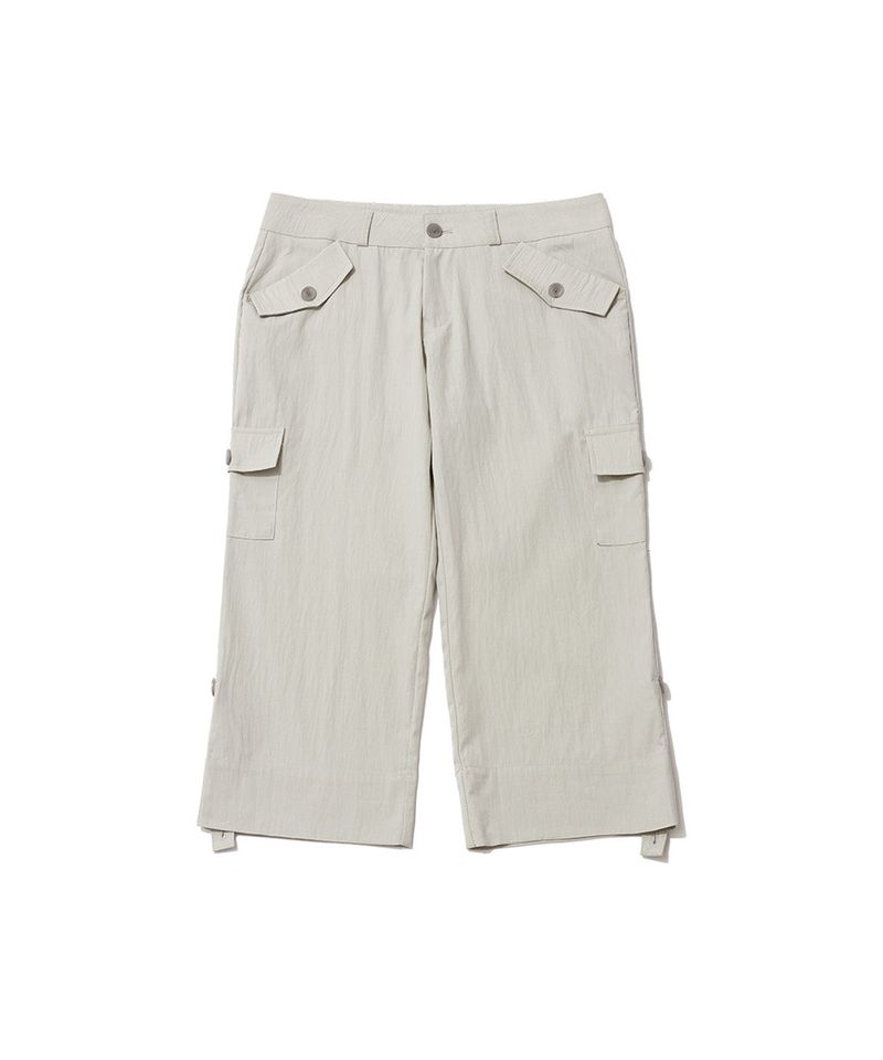 STRAP POINT CAPRI PANTS - LIGHT GRAY