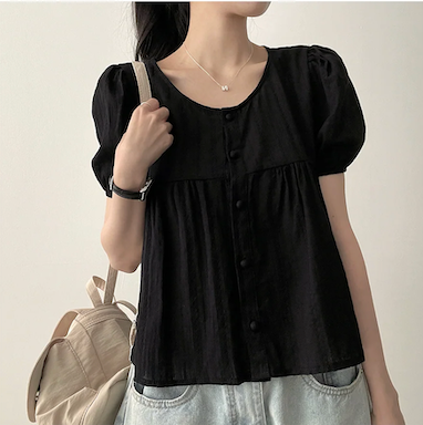 Bert Puff Sleeve Short Sleeve Blouse