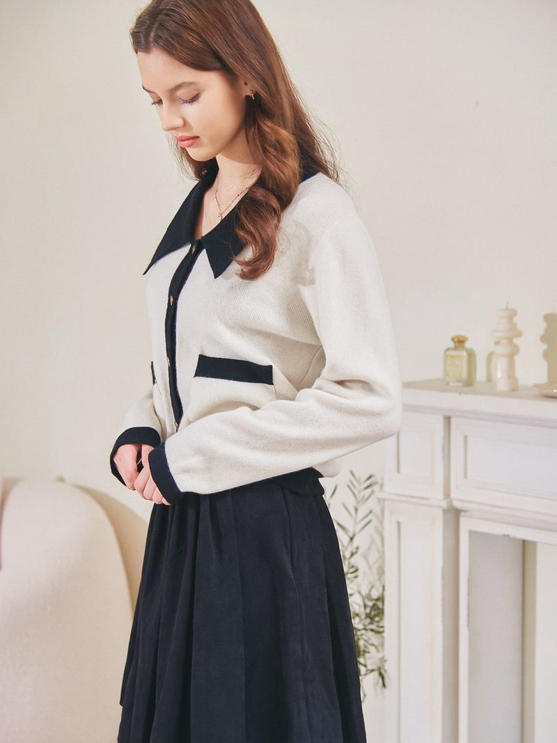 FLAT COLLAR KNIT CARDIGAN_IVORY