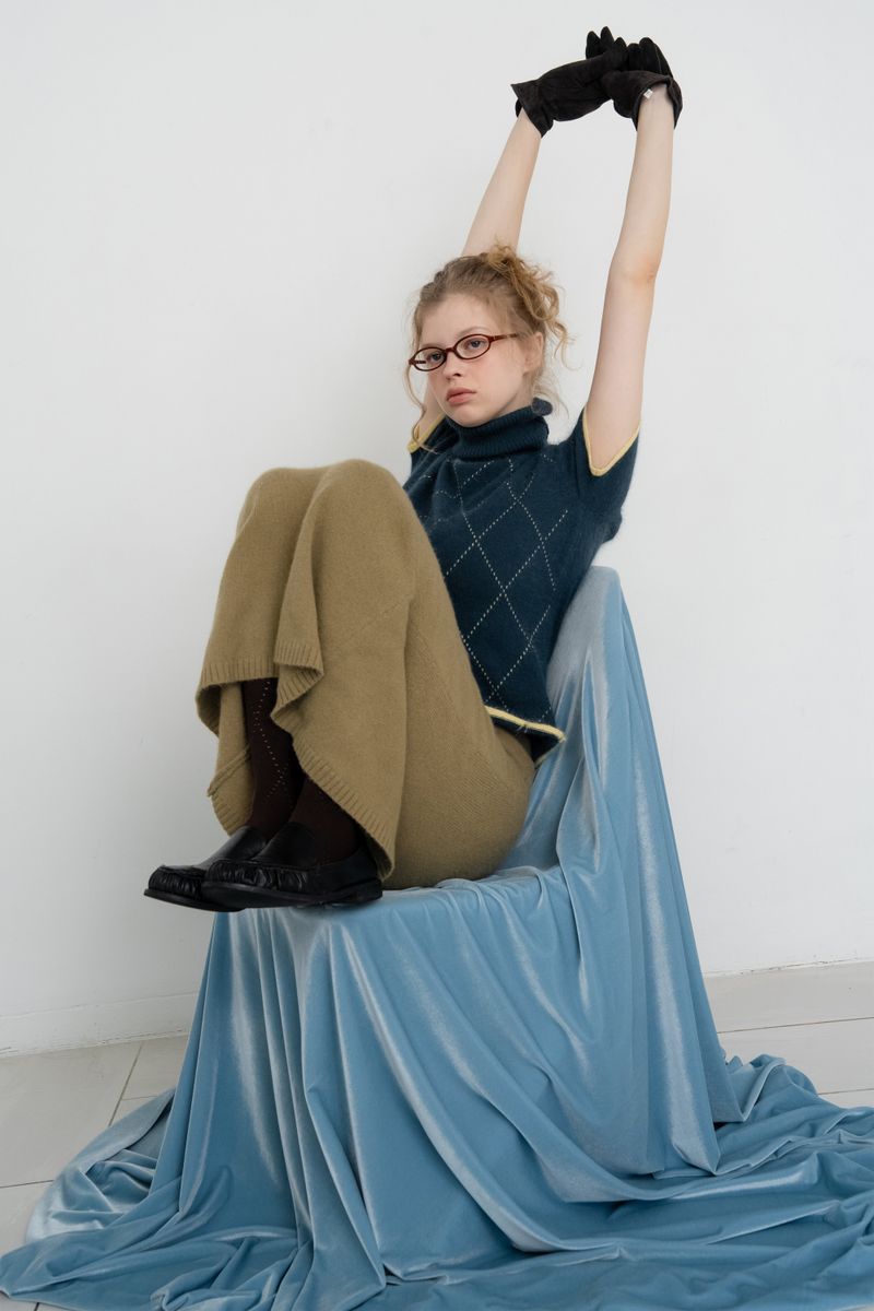 Raccoon knit skirt_olive