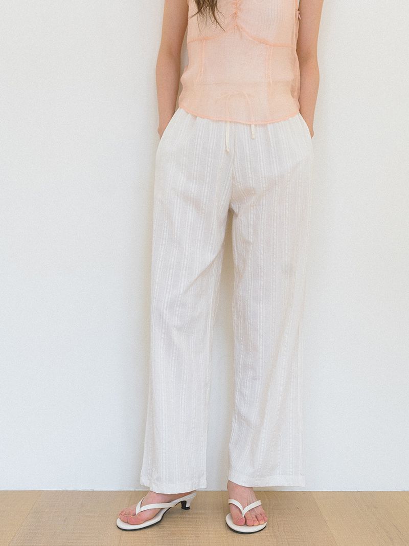 Lace Wide Pants - Cream