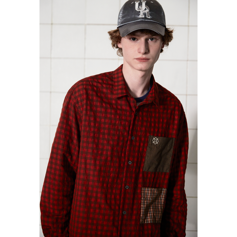 POCKET GINGHAM CHECK SHIRT / RED