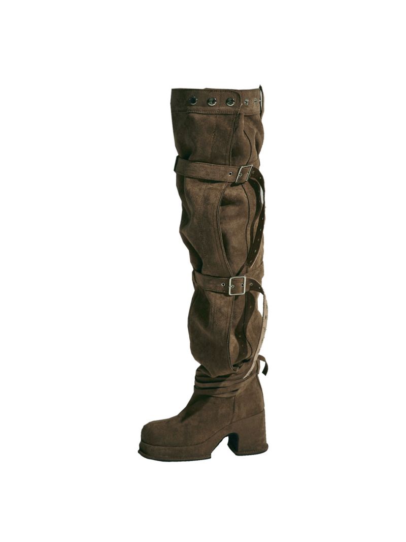 BUCKLE THIGH HIGH BOOTS