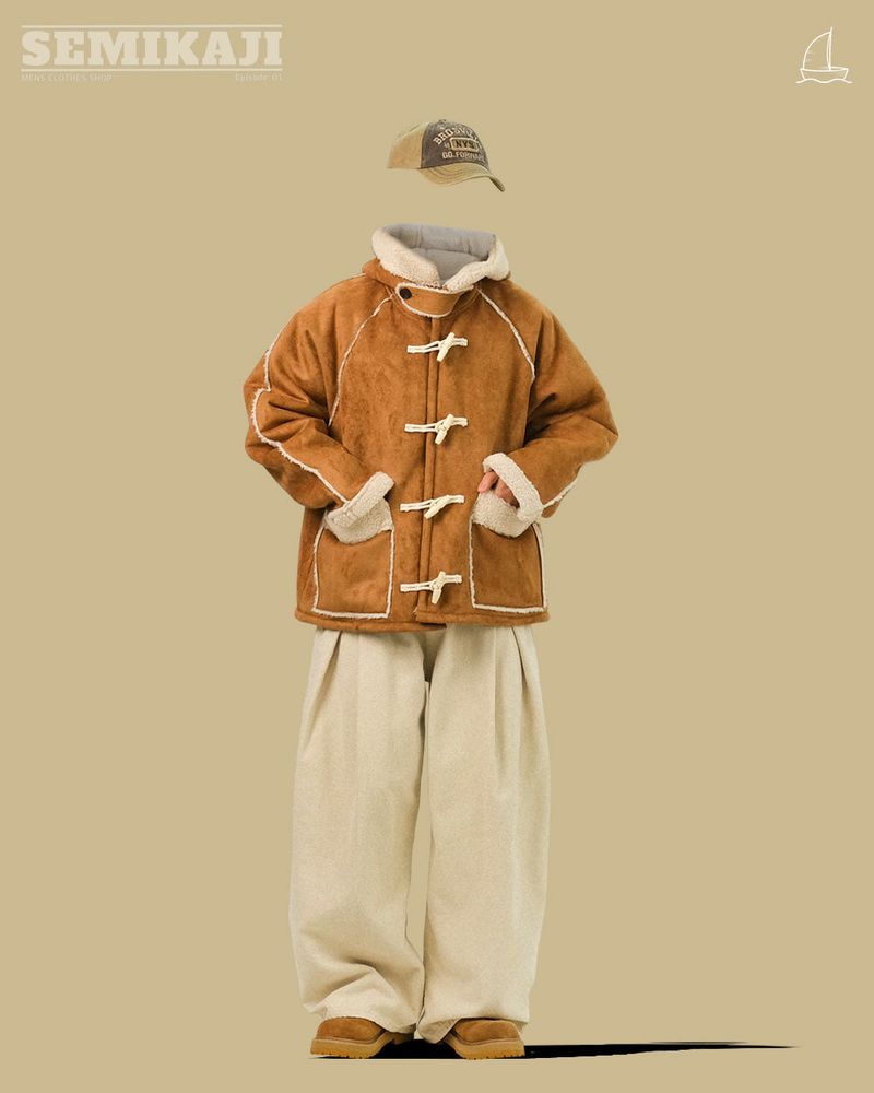 DE Side One-tuck Fleece Cotton Balloon Pants