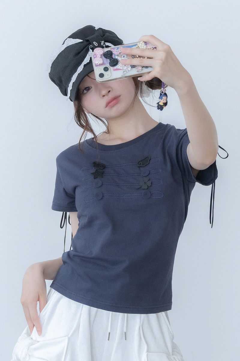 LITALMUTE（リタルミュート）の「napoleon bottan tee(black)（Tops）」