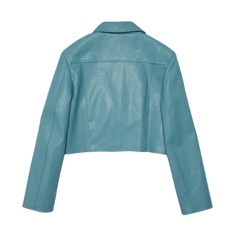 CROP LEATHER JACKET - MINT
