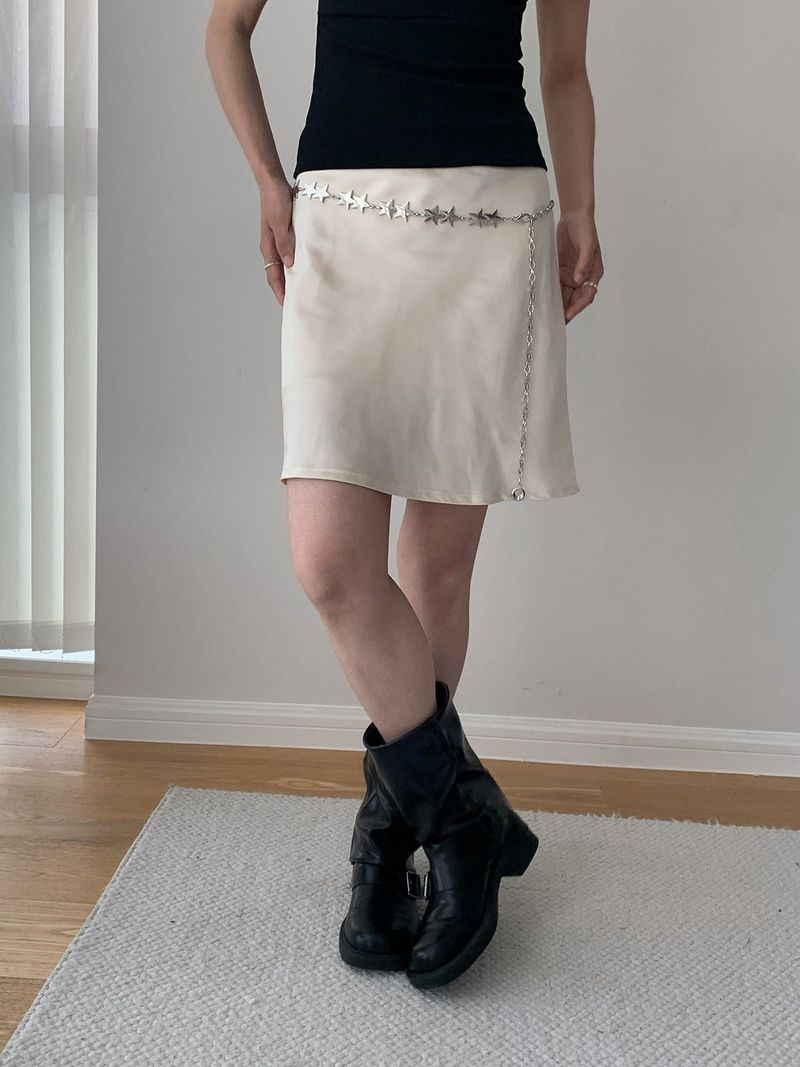 color silk flare midi skirt