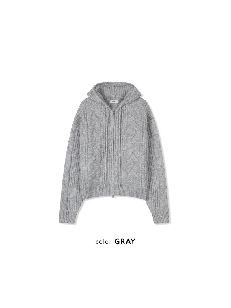 Ether Heavy Wool Knit Hooded Zip-Up (4 Colors)