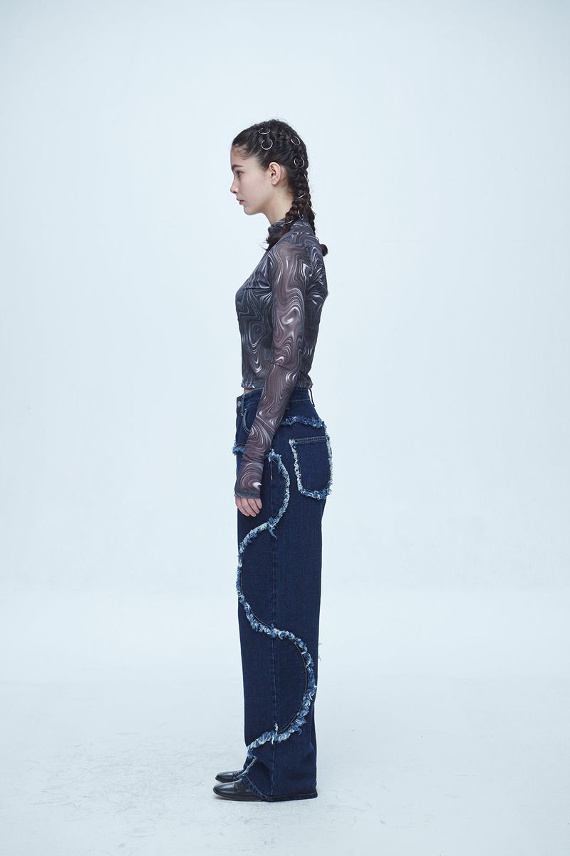 Snake Cutting Denim Pants