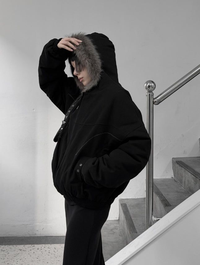 mnem（ムネム）の「(Unisex) Keron Fur Hooded Bomber Cotton Jumper（Jackets/Outerwear）」