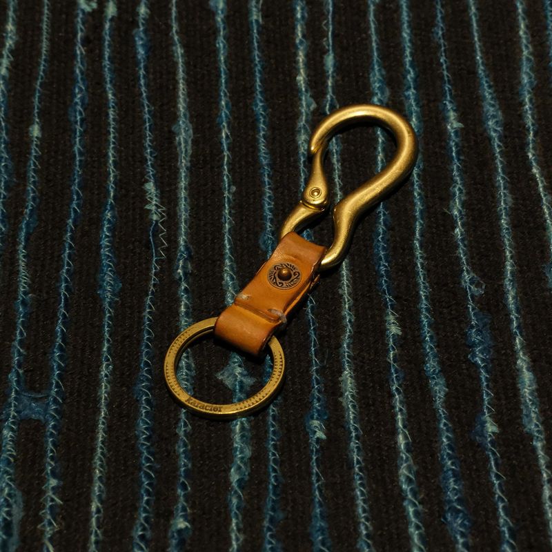 Tag leather key ring / Vegetable natural